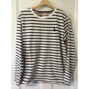 Denim & Flower Ricky Singh Striped Long Sleeve Shirt Men's M Duck Logo